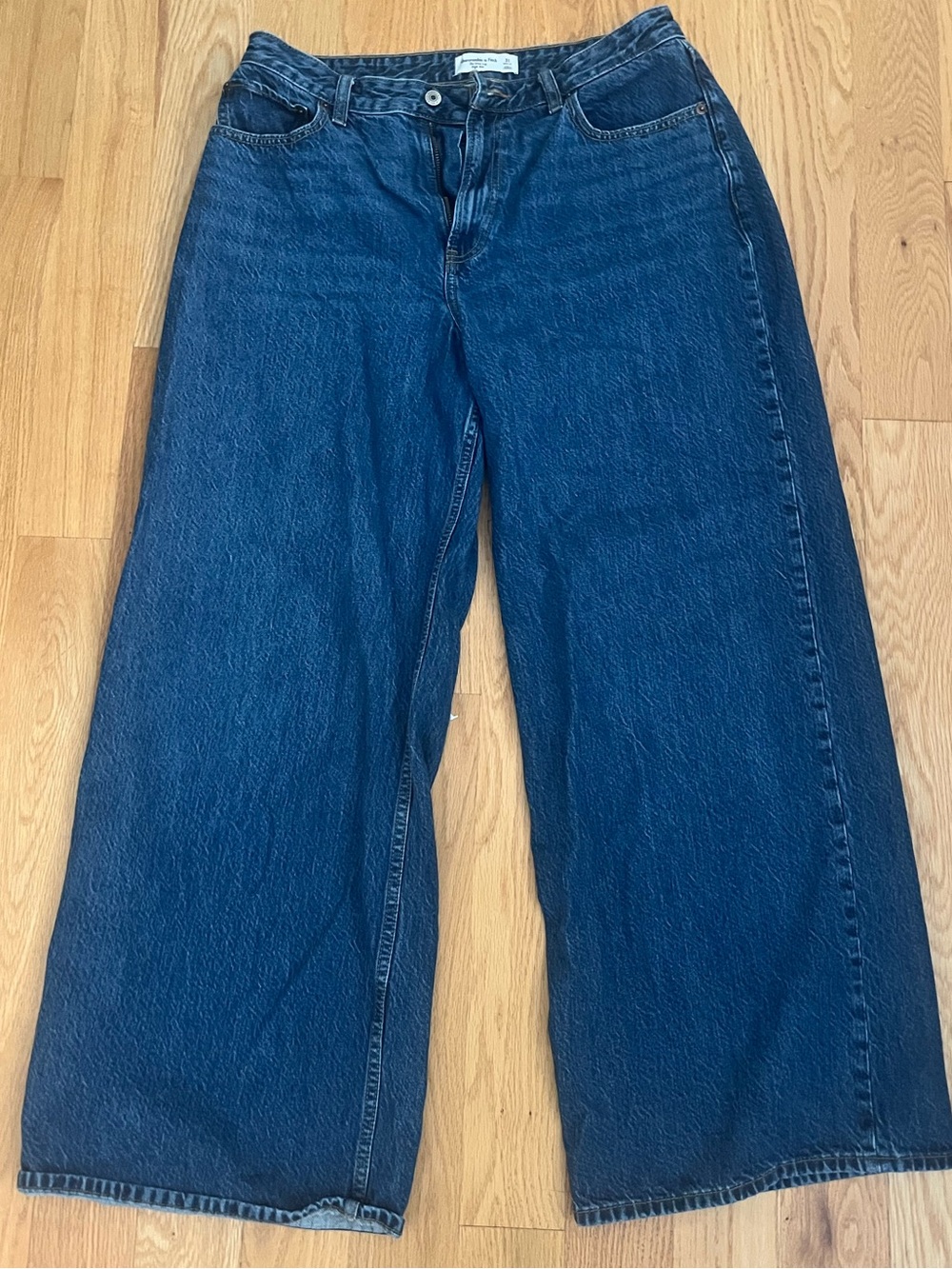 Abercrombie & Fitch Dark Blue Wide-Leg High-Rise Jeans